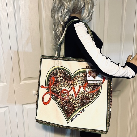 BRIGHTON Something Wonderful Sunflower LOVE Tote Bag - Picture 5 of 15